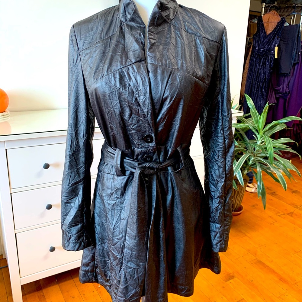 Dark grey metallic trench coat